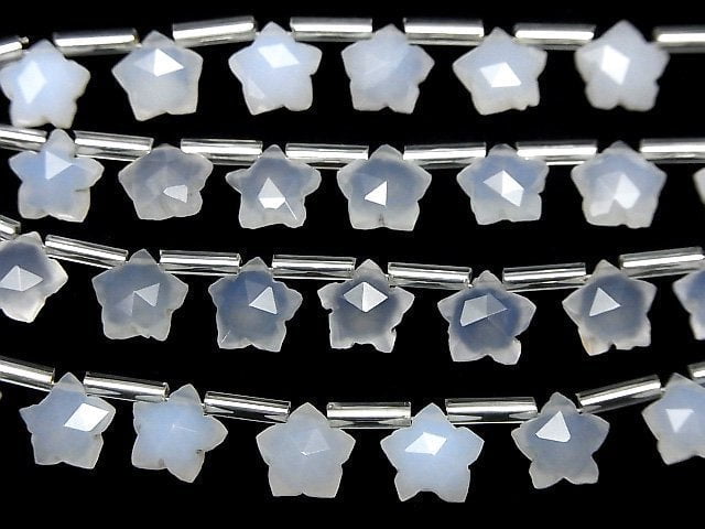 Weißer Chalcedon AA++ facettierter Stern 8x8mm 1 Strang Perlen (8 Stück)