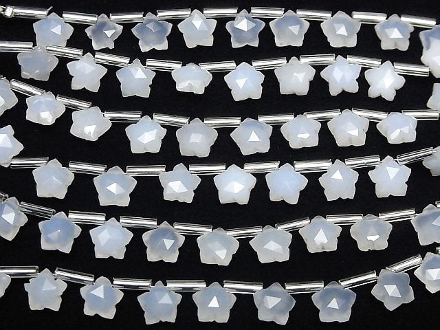 Weißer Chalcedon AA++ facettierter Stern 8x8mm 1 Strang Perlen (8 Stück)