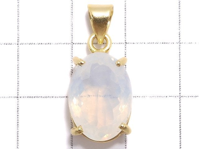 Pendentif unique en Quartz Lunaire AAA 18 carats plaqué or N°38