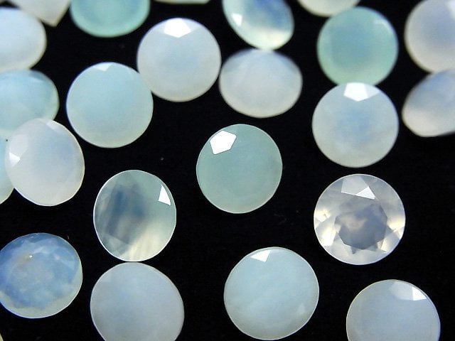 高品質秘魯藍蛋白石 AA++ 裸石 圓形刻面 8x8mm 2顆