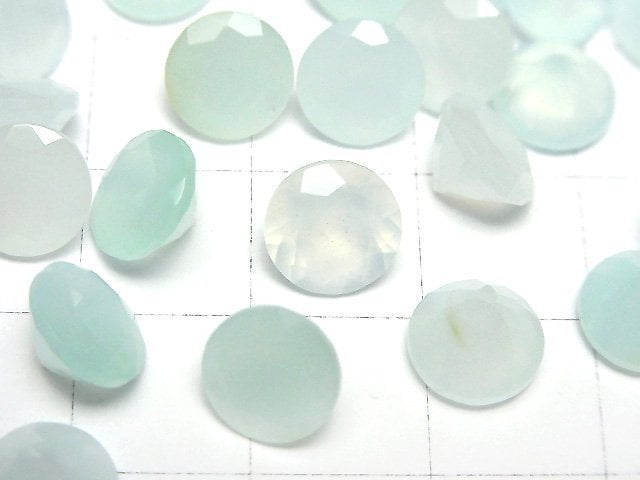 高品質秘魯藍蛋白石 AA++ 裸石 圓形刻面 8x8mm 2顆