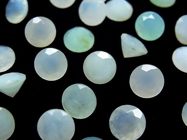 Hochwertiger peruanischer blauer Opal AA++ loser Stein rund facettiert 8x8mm 2 Stück