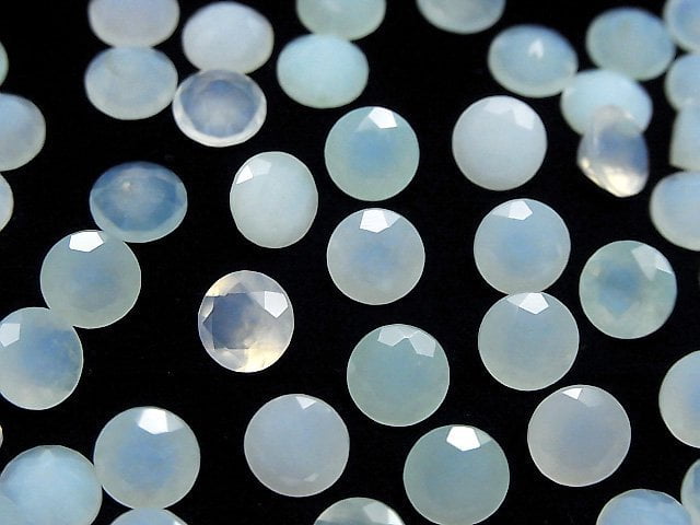 Hochwertiger peruanischer blauer Opal AA++ loser Stein rund facettiert 8x8mm 2 Stück