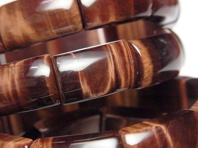 紅虎眼石 AAA 兩孔長方珠 20x12x7mm 一串(手鐲手鍊)