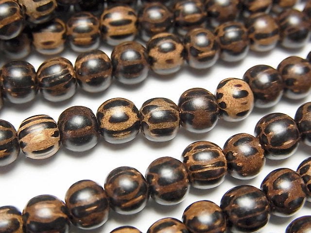 Wood Beads Semi Round 6mm 1strand beads (aprx.15inch/38cm)