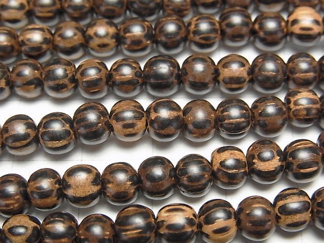 Wood Beads Semi Round 6mm 1strand beads (aprx.15inch/38cm)