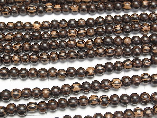 Wood Beads Semi Round 6mm 1strand beads (aprx.15inch/38cm)
