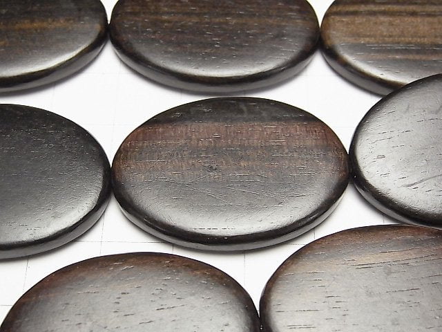 Ebony Wood Oval 35x25mm half or 1strand beads (aprx.15inch/37cm)