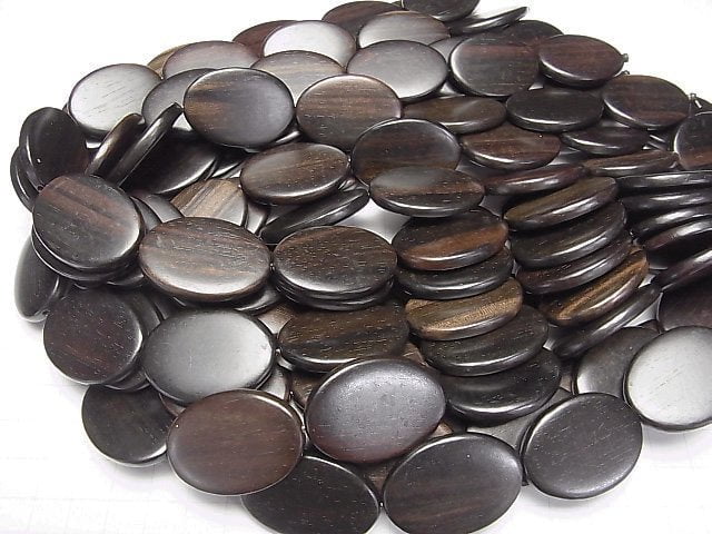 Ebony Wood Oval 35x25mm half or 1strand beads (aprx.15inch/37cm)