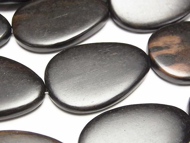 Ebony Wood Vertical Hole Pear shape 35x24mm 1strand beads (aprx.15inch/37cm)