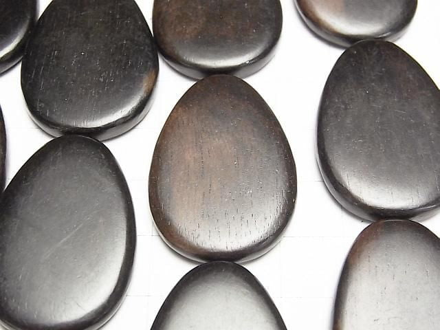 Ebony Wood Vertical Hole Pear shape 35x24mm 1strand beads (aprx.15inch/37cm)