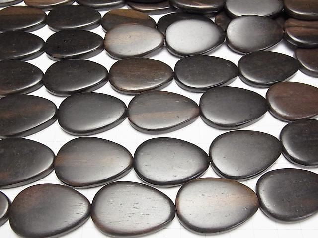 Ebony Wood Vertical Hole Pear shape 35x24mm 1strand beads (aprx.15inch/37cm)