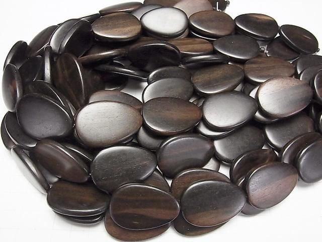 Ebony Wood Vertical Hole Pear shape 35x24mm 1strand beads (aprx.15inch/37cm)