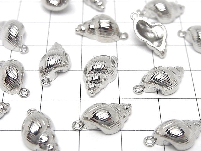 Metal parts Conch shell motif charm 14x9mm silver color 2pcs