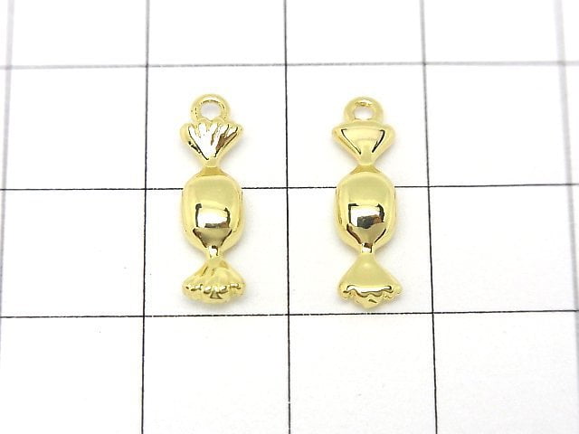 Metal parts Candy motif charm 14.5x4.5mm Gold color 2pcs