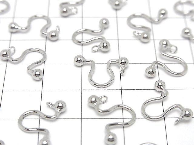 Silver925 Non-Pierced Earrings (Earrings) with Ring, Rhodium Plated, 1 Pair (2 Pieces)