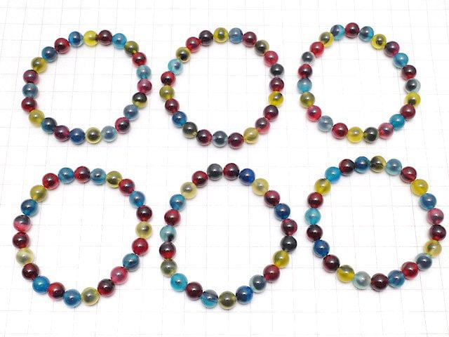 Multicolor Tapioka-Achat (Govia Gate) Runde 8mm Armband