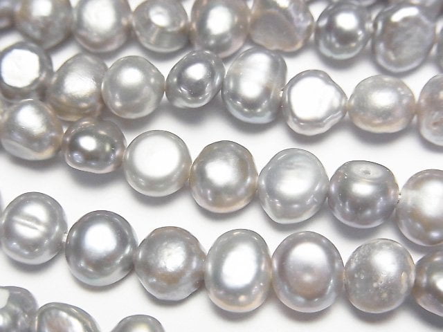 Fresh Water Pearl AA Potato-Baroque 6-7mm Silver 1strand beads (aprx.13inch/33cm)