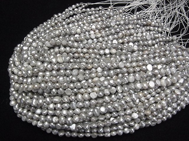 Süßwasserperle AA Kartoffel-Barock 6-7mm Silber 1strang Perlen (ca. 13 Zoll/33 cm)