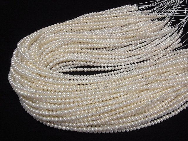 Süßwasserperle AAA- Weiße Semi Rund-Kartoffel 4mm 1strang Perlen (ca. 15 Zoll/38 cm)