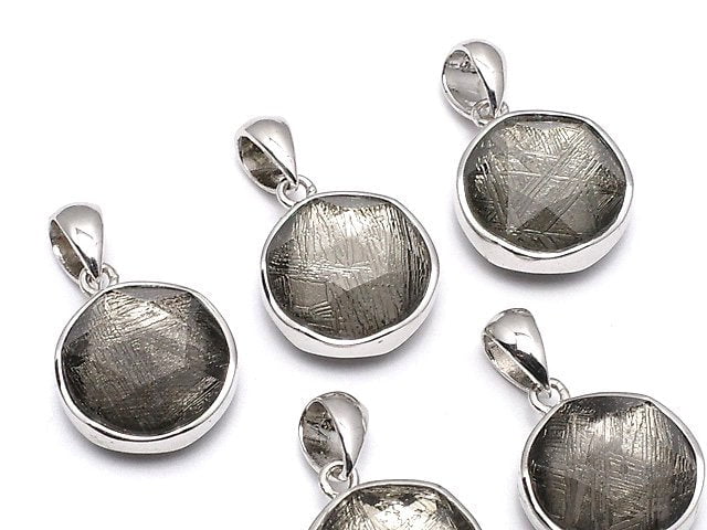 Meteorite Pendant Both Side Finish 11mm Black color Silver925