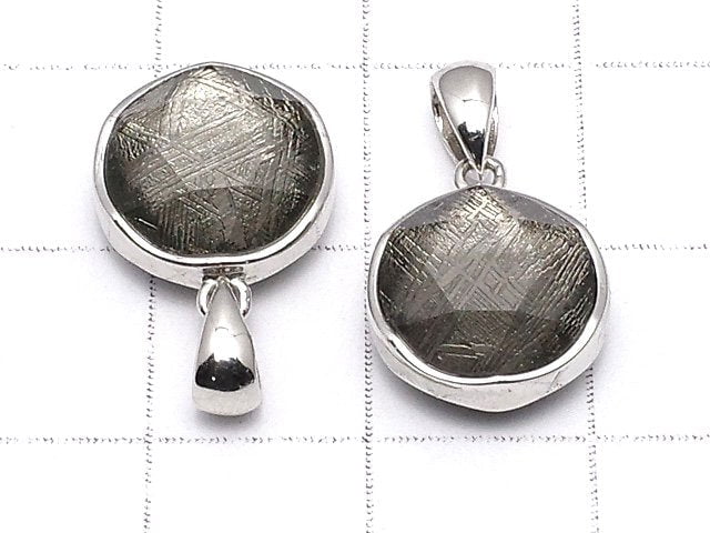 Meteorite Pendant Both Side Finish 11mm Black color Silver925