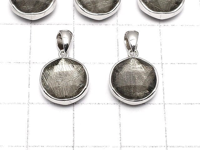 Meteoriten-Anhänger Beidseitig Finish 11mm Schwarze Farbe Silber925
