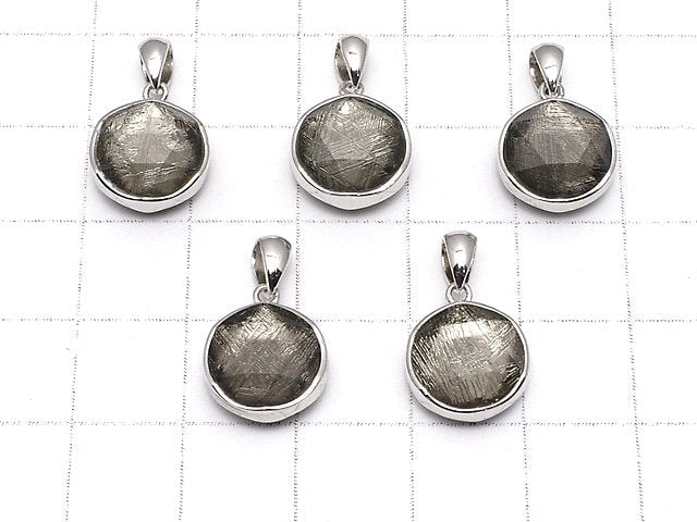 Meteoriten-Anhänger Beidseitig Finish 11mm Schwarze Farbe Silber925