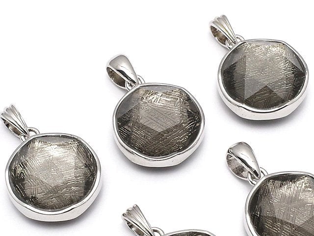 Meteorite Pendant Both Side Finish 13mm Black color Silver925