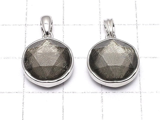 Meteorite Pendant Both Side Finish 13mm Black color Silver925