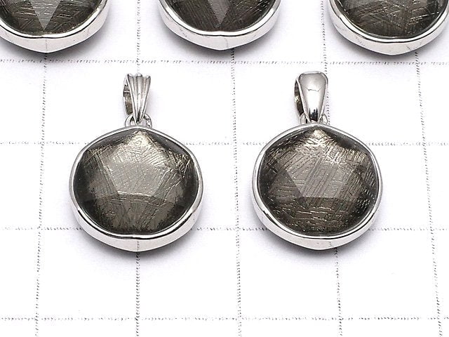 Meteoriten-Anhänger Beidseitig Finish 13mm Schwarze Farbe Silber925