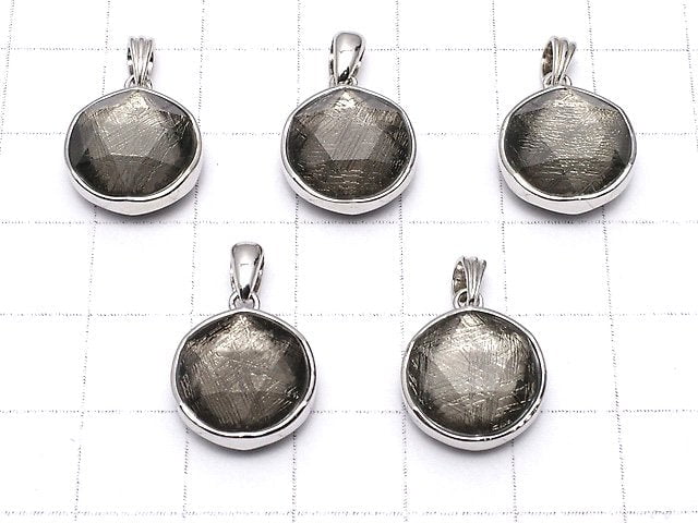Meteoriten-Anhänger Beidseitig Finish 13mm Schwarze Farbe Silber925