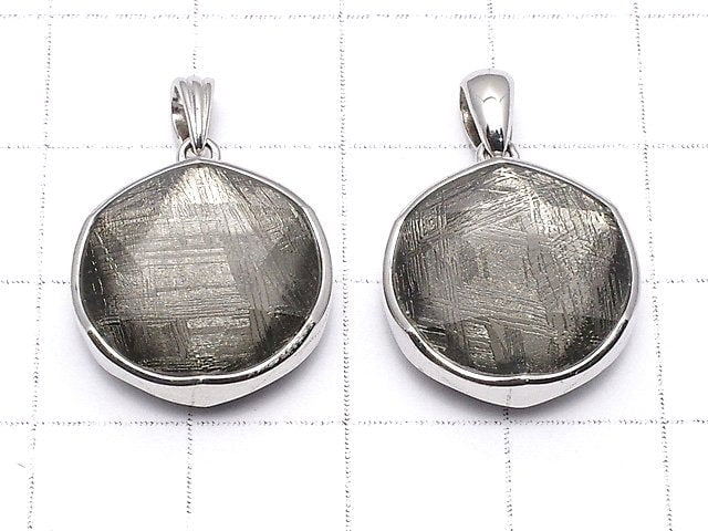 Meteorite Pendant Both Side Finish 17mm Black color Silver925