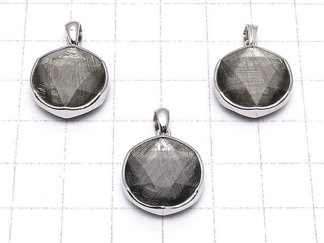 Meteoriten-Anhänger Beidseitig Finish 17mm Schwarze Farbe Silber925