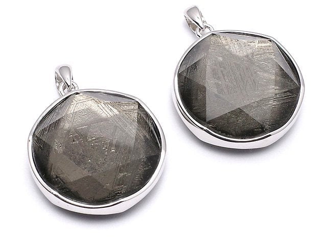 Meteorite Pendant Both Side Finish 22mm Black color Silver925