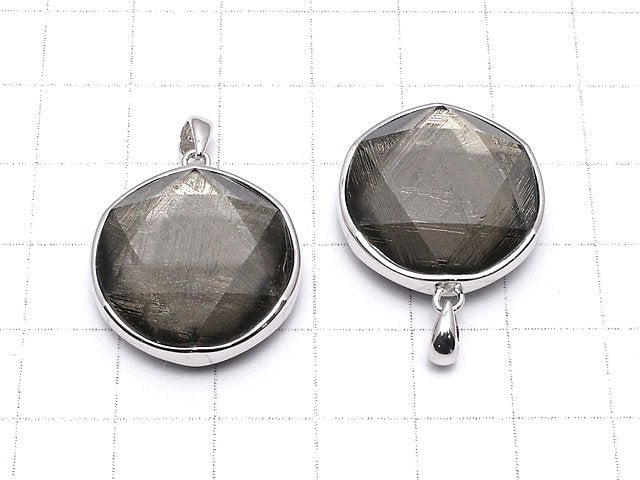 Meteoriten-Anhänger Beidseitig Finish 22mm Schwarze Farbe Silber925