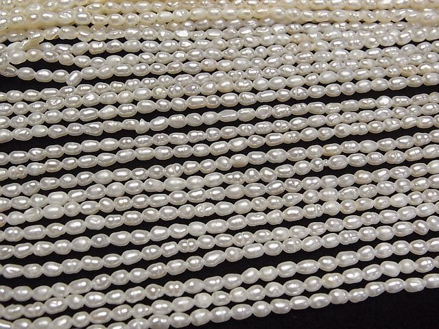 Süßwasserperle Keshi Perle AA+ Reis-Barock 3x2.5x2.5mm Weiß 1strang Perlen (ca. 14 Zoll/34 cm)