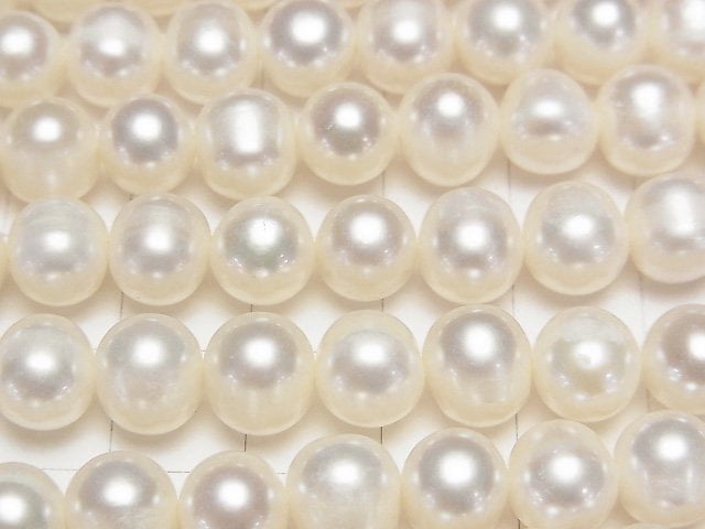淡水珍珠 AAA- 半圓形-馬鈴薯形 8-9mm 白色 1串珠子 (約15英吋/37公分)