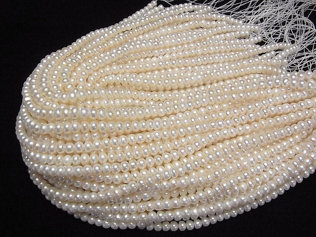 Frischwasserperle AA++ Weiße Rondelle 6mm 1Strang Perlen (ca. 14 Zoll/35 cm)