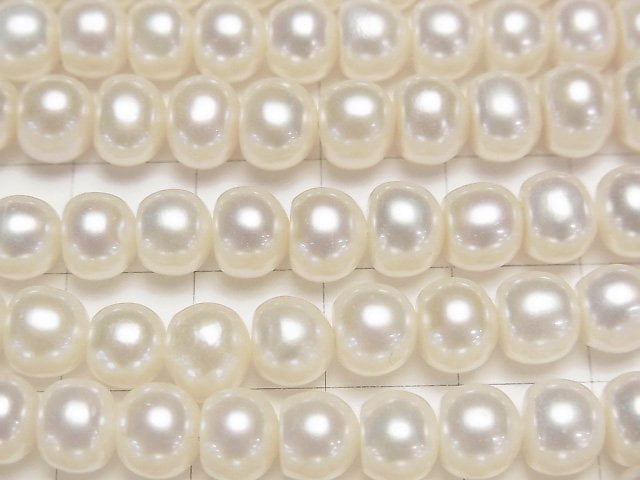 淡水珍珠 AA++ 白色算盤珠 7毫米 1串(約14英寸/35厘米)