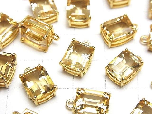Hochwertiger Citrin AAA Zargenfassung Rechteckig Facettiert 10x8mm 18KGP 1Stück