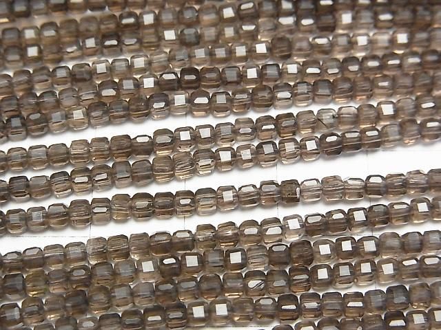煙晶 AAA 立方體形 2x2x2mm 1串珠子(約15英寸/37公分)高品質!