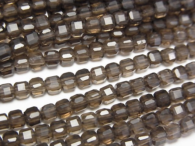 高品質!茶晶 AAA級 方塊形 3x3x3mm 一串珠子 (約15英吋/37公分長)