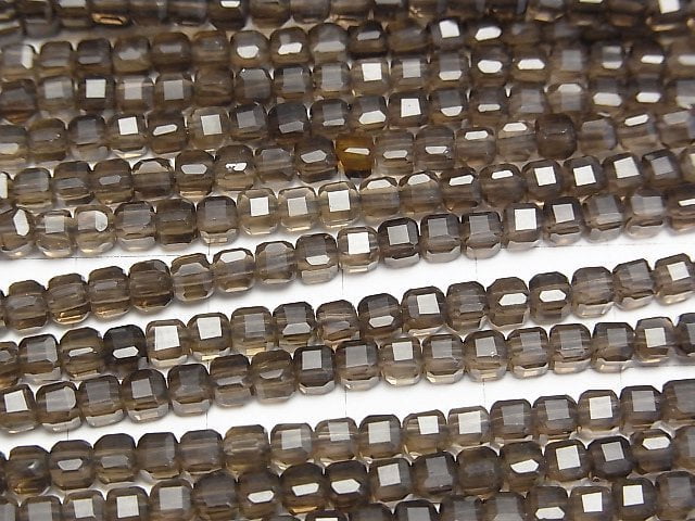 高品質!茶晶 AAA級 方塊形 3x3x3mm 一串珠子 (約15英吋/37公分長)