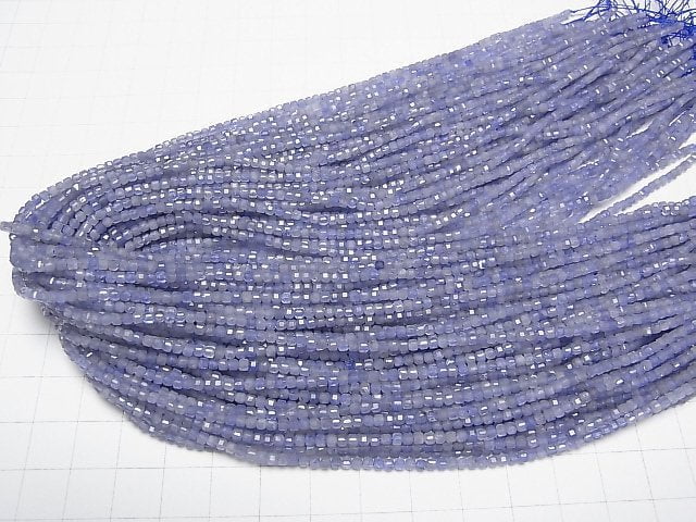 Hochwertig! Tansanit AA++ Würfelform 2x2x2mm halb oder 1Strang Perlen (ca. 15 Zoll/37 cm)