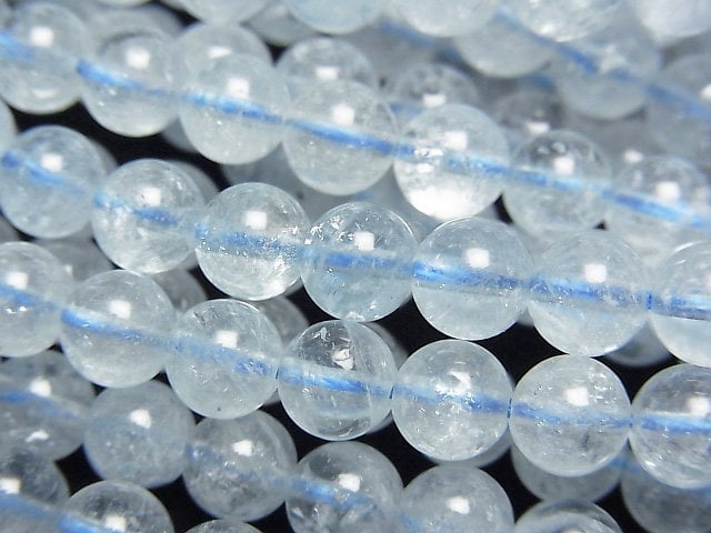 海水藍寶 AA++ 圓珠 6mm 半串或 1 串珠子 (約 15 英寸/37 公分)