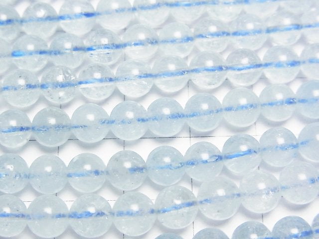 海水藍寶 AA++ 圓珠 6mm 半串或 1 串珠子 (約 15 英寸/37 公分)