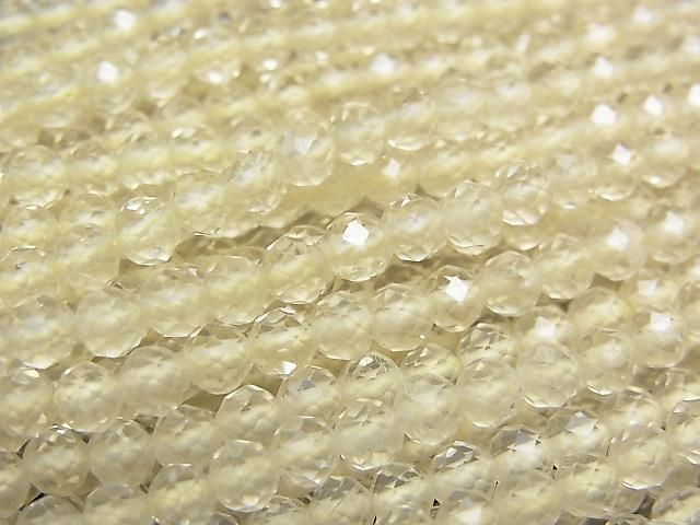 高品質!檸檬石英 AAA - 刻面圓珠 4mm 1串(約15英寸/36公分)
