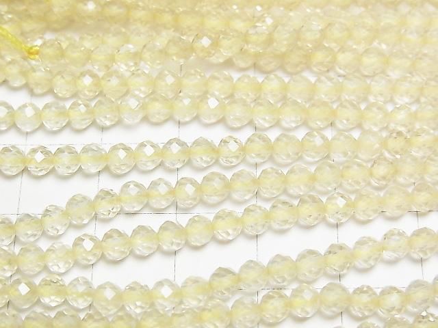 高品質!檸檬石英 AAA - 刻面圓珠 4mm 1串(約15英寸/36公分)
