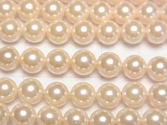 貝殼珍珠橘色圓形 6mm 1串珠子 (約15英吋/38公分)